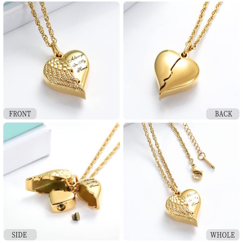 shajwo Cremation Jewelry Angel Wing Heart Urn Necklaces for Ashes for Women Men Keepsake Memorial Ashes Pendant Grandma - Image 3